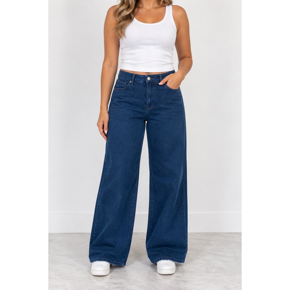 Banana Republic Curvy Wide Leg Jeans Indigo Blue Cotton Lyocell 31/12 High Rise